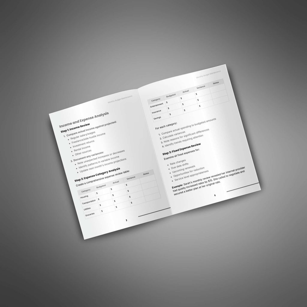 Monthly Budget Maintenance
